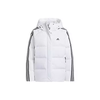 Adidas с пышными рукавами и боковой полосой, спортивный теплый пуховик с капюшоном, женская верхняя одежда, белый IT8721 XL