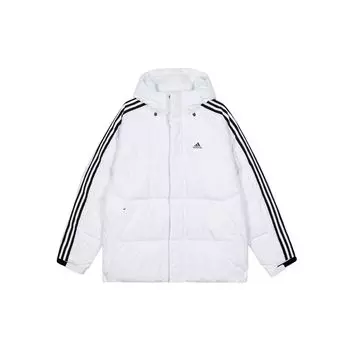 Adidas с пышными рукавами и боковой полосой, спортивный теплый пуховик с капюшоном, мужская верхняя одежда, белый IT8731 XXL