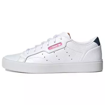 adidas Sleek Женские кроссовки с тисненым трилистником и монограммой Белое облако-Белый экипаж-Темно-синий FY6669 37