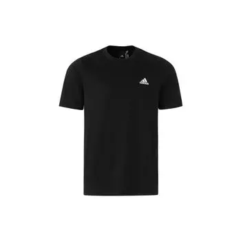 Adidas Solid Color Logo Повседневная футболка с круглым вырезом Топы унисекс Черный IT4339 S