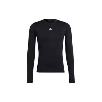 Adidas Solid Color Logo Slim Fit Тренировочная футболка с длинными рукавами Мужские топы Черный HK2336 S