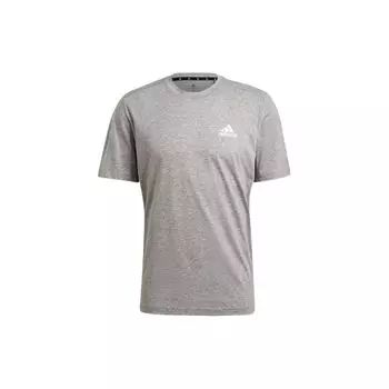 Adidas Solid Logo Crew Neck Повседневная футболка с коротким рукавом Мужские топы Серый GT5555 L
