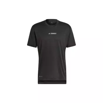 Adidas сплошной цвет логотип дышащий пуловер с круглым вырезом футболка с короткими рукавами мужские топы черный H53382