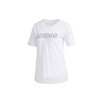 Adidas сплошной цвет логотип повседневная футболка с коротким рукавом женские топы белый DY8649 M