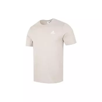 Adidas сплошной цвет логотип вышитый круглый вырез свободная футболка с короткими рукавами мужские топы абрикос IC9296 XS