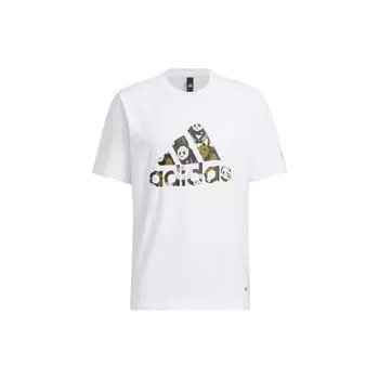 Adidas сплошной цвет логотипа спортивная повседневная футболка с коротким рукавом унисекс топы белые HS4394 XXL