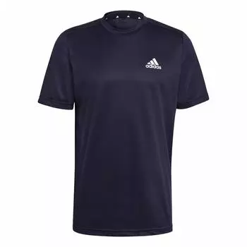 Adidas Сплошной цвет, повседневная удобная, быстросохнущая футболка с круглым вырезом и короткими рукавами, мужские топы Legend-Ink-Blue White GM2097 S