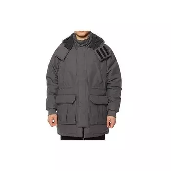 Adidas сплошной цвет с капюшоном свободный пуховик средней длины мужская верхняя одежда серый DM1940 XS