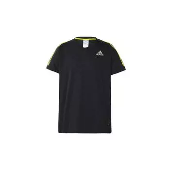 Adidas Sport Training Быстросохнущая полосатая футболка с короткими рукавами с принтом Мужские топы Черные GM6002 S