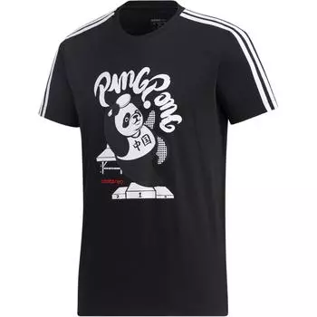 Adidas Спортивная футболка с принтом Neo Panda, мужские топы, черная GK1552 M