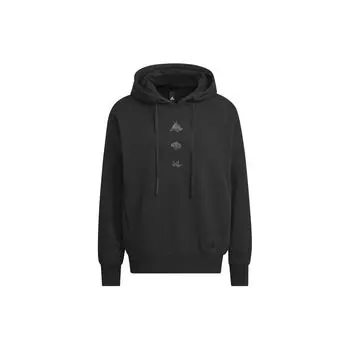 Adidas Спортивная одежда, свободная толстовка с капюшоном, однотонная, свободная, спортивная, повседневная, мужская, толстовка с капюшоном, черная IM9050 M