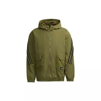 Adidas Спортивная Полосатая Куртка С Капюшоном Мужская Верхняя Одежда Армейско-Зеленый H65369 M