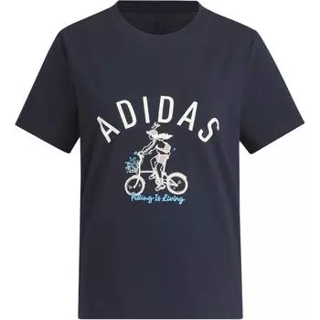 Adidas Спортивная повседневная футболка с коротким рукавом с принтом Женские топы Legend-Ink-Blue JM4960 M
