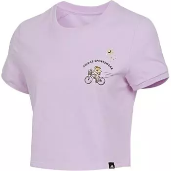 Adidas Спортивная повседневная футболка с круглым вырезом и коротким рукавом, женская футболка, фиолетовая JX5325 S