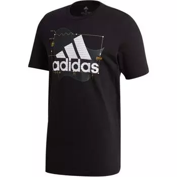 Adidas Спортивная серия, круглый вырез, удобный свитер, короткий рукав, футболка, мужские топы, черный цвет GE4707 L