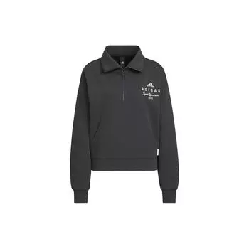 Adidas Спортивная спортивная куртка с принтом логотипа и буквами, женская куртка с углеродно-черным цветом IS7413 M