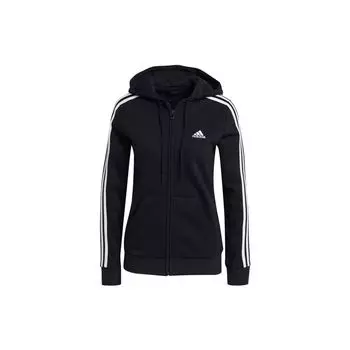 Adidas Спортивная вязаная куртка с капюшоном на флисовой подкладке с боковой полосой Женская верхняя одежда Черный GM5567 M