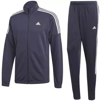 Adidas Sports Lifestyle Series Stand Collar, однотонная удобная куртка и эластичные длинные брюки, повседневный спортивный костюм, мужской костюм, синий DV2446 L
