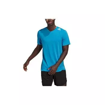 Adidas Sports Breathable V-образным вырезом Повседневная футболка с коротким рукавом Мужские топы Lake-Blue HB9199 S
