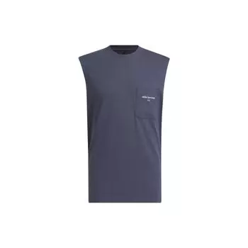 Adidas Спортивная майка с буквенным принтом, мужские топы, темно-голубые IS4964 L