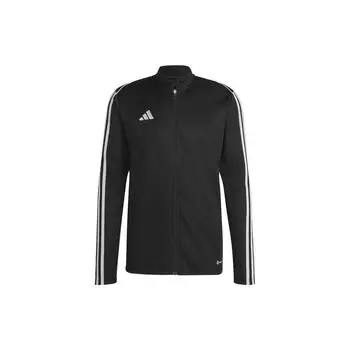 Adidas SS23 Однотонная полосатая куртка с логотипом и воротником-стойкой, длинный рукав, мужская верхняя одежда, черный цвет HS7231 L