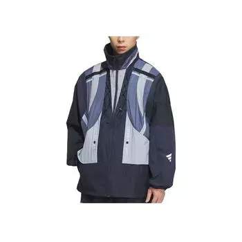 Adidas SS25 Удобная Дышащая Мягкая Приятная к Коже Куртка Куртка Унисекс Аврора-Чернильно-Синий Ярко-Белый JM8622 S