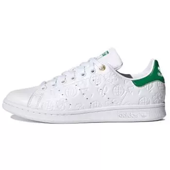 Adidas Стэн Смит с тисненой графикой — белые зеленые женские кроссовки Cloud-White Chalk-White FX5674 36