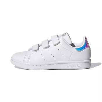 adidas Stan Smith CF C Белые переливающиеся детские кроссовки Cloud-White Silver-Metallic FX7539 28