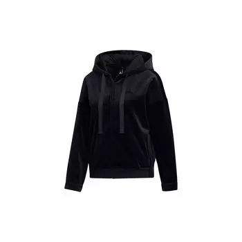 Adidas Стильная велюровая куртка на молнии, спортивная повседневная куртка с капюшоном, женские куртки, черный цвет GM1464 M