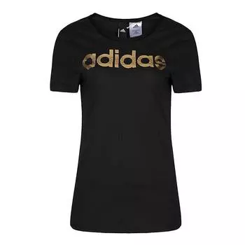Adidas Стиль жизни Повседневная серия Foil Linear Круглый вырез Удобная футболка с коротким рукавом Женская футболка Черная CV4566 S