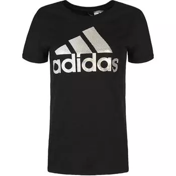 Adidas Стиль жизни Повседневная серия Gfx T Foil Letter Круглый вырез Пуловер с коротким рукавом Футболка Женские топы Черный DM3106 XS