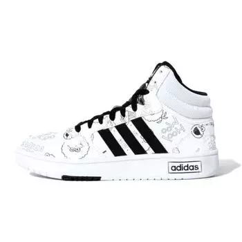 Adidas Street Sesame x Neo Hoops 3.0 Mid Woo Hoo! Женские кроссовки White Cloud-White Core-Black HQ9813 36