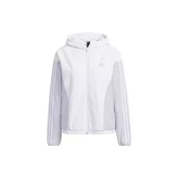 Adidas Stripe Print Спортивная куртка с капюшоном Женская верхняя одежда Белый Серебристый HY2875 XL