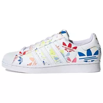 Adidas Superstar Allover Trefoil - Белые мульти-унисекс кроссовки Cloud-White Gold-Metallic H00183
