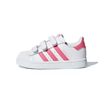 Adidas Superstar Infant White Pink Детские кроссовки Cloud-White Real-Pink CG6638