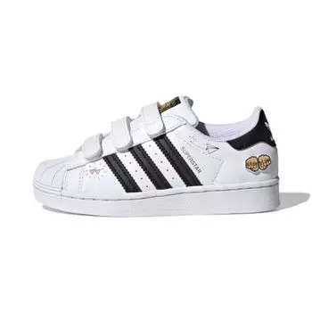 adidas Superstar J Girls Rule - Белые детские кроссовки Cloud-White Core-Black Gold-Metallic FZ0615