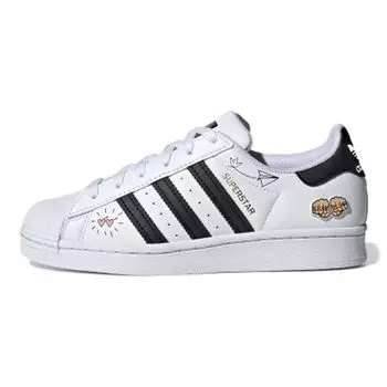 adidas Superstar J Girls Rule - Белые детские кроссовки Cloud-White Core-Black Gold-Metallic FX5202