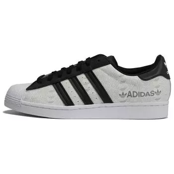 Adidas Superstar Reflective Allover Logo — белые черные кроссовки унисекс, обувь — White Core — Black Grey — Two GW7254 45