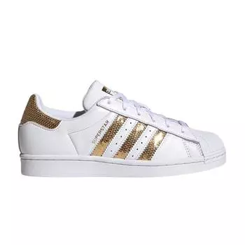 Adidas Superstar White Gold Sequins Женские кроссовки Cloud-White Gold-Metallic G55658