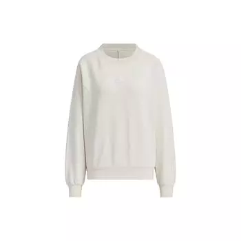 Adidas Свитшот Doubleknit Crew с маленьким логотипом, удобный свободный крой, круглый вырез, длинный рукав, женская толстовка, цвет алюмо-коричневый JJ3568 S