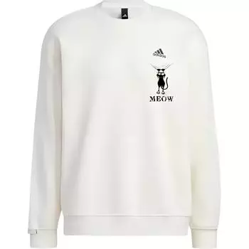 Adidas Свитшот из флиса с милым рисунком «Climbing Cat» и логотипом, с круглым вырезом, унисекс, белый IB2713(TEAM378-ВЭЙИ-F2) XS
