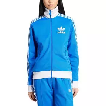 Adidas Свитшот Originals Beckenbauer Track Stripe с логотипом и принтом, на молнии, с длинным рукавом, женский свитшот, синий IY2223 M
