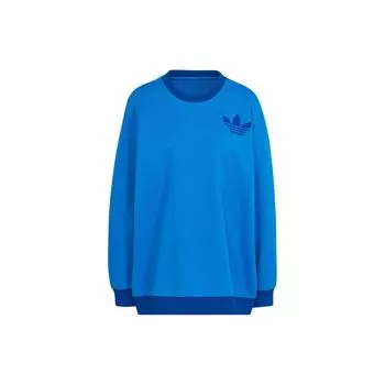 Adidas Свитшот Originals Three Stripes FW22 с круглым вырезом и принтом логотипа, женский свитшот с длинным рукавом, синий IB2038 XS