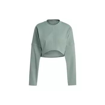 Adidas Свитшот с коротким рукавом и круглым вырезом, однотонный логотип, женский свитшот, серебристо-зеленый HR5086 S