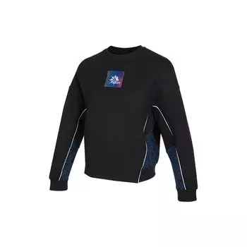 Adidas Свитшот с круглым вырезом и длинными рукавами, однотонный графический принт, женская толстовка, черный цвет HE2917 S
