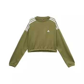 Adidas Свитшот с логотипом, свободный крой, круглый вырез, длинный рукав, женский свитшот, темно-оливково-зеленый HC2921 M
