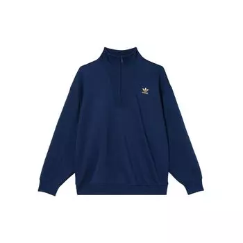 Adidas Свитшот с принтом логотипа и полумолнией, женские топы, темно-синие II0747 2XS