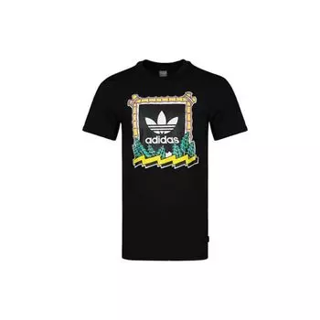 Adidas Свободная дышащая футболка с короткими рукавами Originals Trefoil, мужские топы, черные DT8107 S