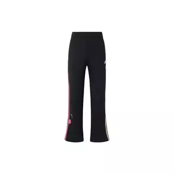 Adidas Свободные вязаные спортивные штаны с цветочным принтом и вышивкой, женские брюки черного цвета IX5641 M
