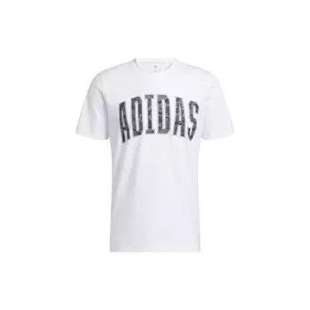 Adidas Свободный крой с круглым вырезом и коротким рукавом с надписью Футболка мужская белая HA7211 XS
